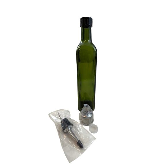 Kitchen Green Glass Cruet Oil or Vinegar Bottle 16 oz - Picture 2 of 16